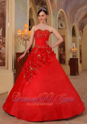 Dress for Quince Sweetheart Hand Made Flower Decorate A-line