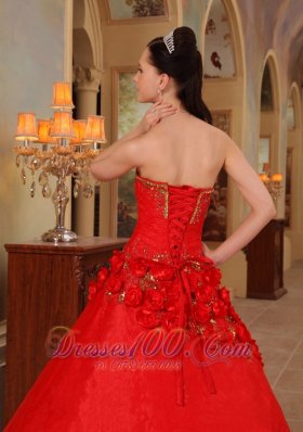 Dress for Quince Sweetheart Hand Made Flower Decorate A-line