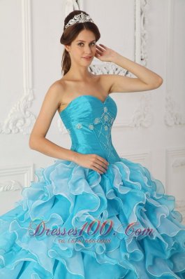 Ruffles Sky Blue Quinceanera Dress Floor Length