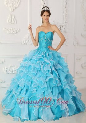 Ruffles Sky Blue Quinceanera Dress Floor Length