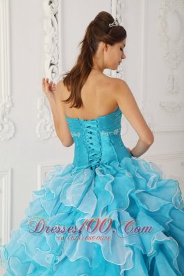 Ruffles Sky Blue Quinceanera Dress Floor Length