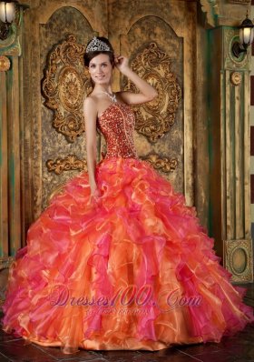 Strapless Multi-color Ball Gown Quinceanera Dress