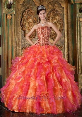 Strapless Multi-color Ball Gown Quinceanera Dress