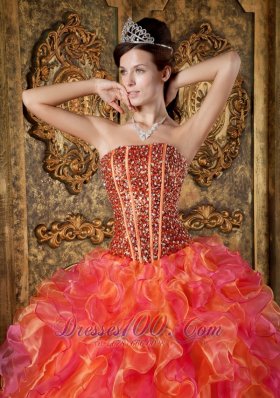 Strapless Multi-color Ball Gown Quinceanera Dress