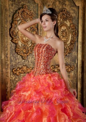 Strapless Multi-color Ball Gown Quinceanera Dress