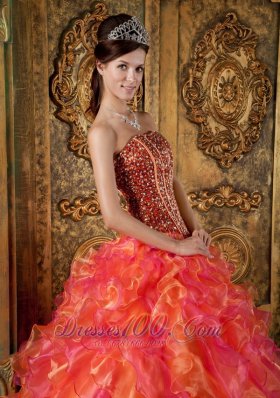 Strapless Multi-color Ball Gown Quinceanera Dress