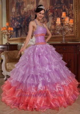 Lavender Quinceanera Dress Halter Organza for Summer