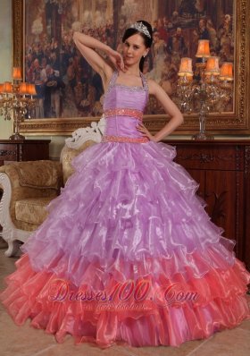 Lavender Quinceanera Dress Halter Organza for Summer