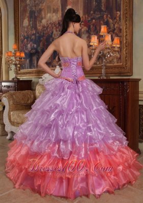 Lavender Quinceanera Dress Halter Organza for Summer