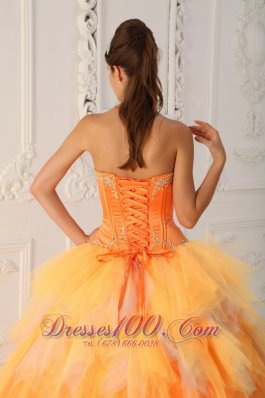 Orange Sweetheart Beading Sweet 16 Dress Spring