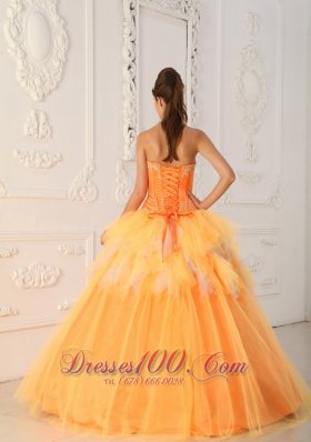 Orange Sweetheart Beading Sweet 16 Dress Spring