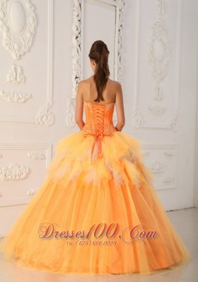 Orange Sweetheart Beading Sweet 16 Dress Spring