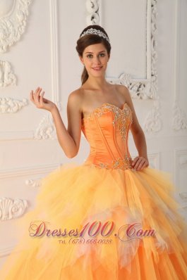 Orange Sweetheart Beading Sweet 16 Dress Spring