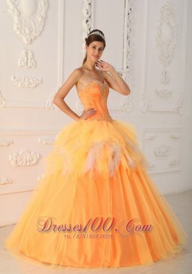 Orange Sweetheart Beading Sweet 16 Dress Spring