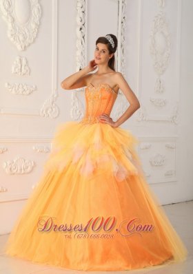 Orange Sweetheart Beading Sweet 16 Dress Spring