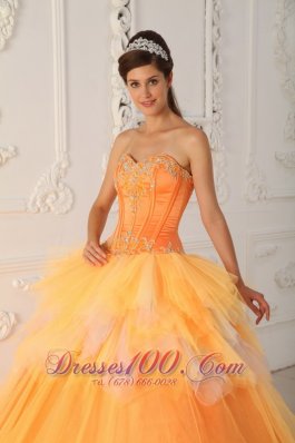 Orange Sweetheart Beading Sweet 16 Dress Spring