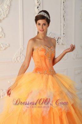 Orange Sweetheart Beading Sweet 16 Dress Spring