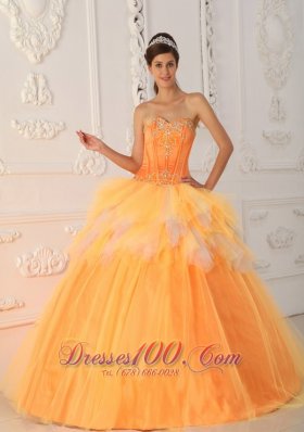 Orange Sweetheart Beading Sweet 16 Dress Spring