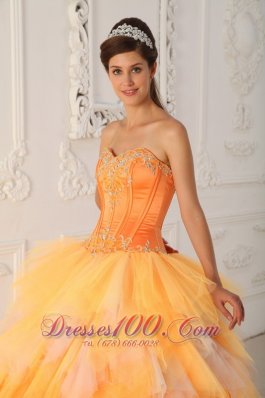 Orange Sweetheart Beading Sweet 16 Dress Spring