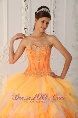 Orange Sweetheart Beading Sweet 16 Dress Spring