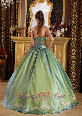 Lemon Green Strapless Ruch Princesita Quinceanera Dress