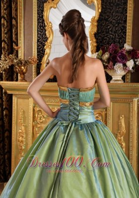 Lemon Green Strapless Ruch Princesita Quinceanera Dress