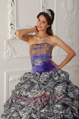 Purple and Zebra Print A-line Quinceanera Dress