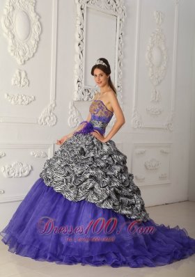 Purple and Zebra Print A-line Quinceanera Dress