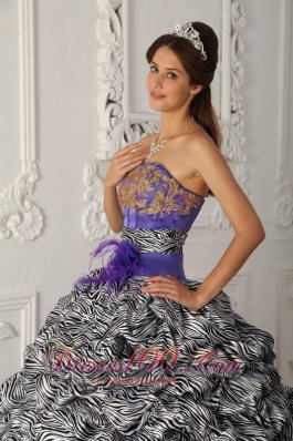 Purple and Zebra Print A-line Quinceanera Dress