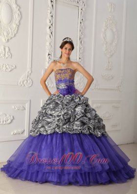 Purple and Zebra Print A-line Quinceanera Dress