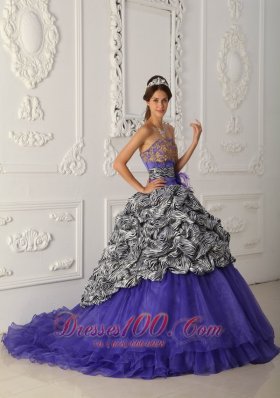 Purple and Zebra Print A-line Quinceanera Dress