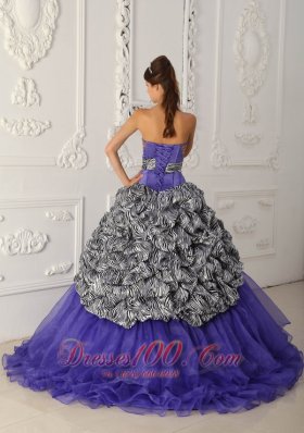 Purple and Zebra Print A-line Quinceanera Dress