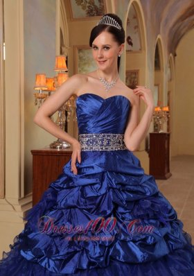 Navy Blue Quinceanera Dress Ruffle A-line Beading