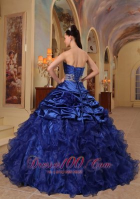 Navy Blue Quinceanera Dress Ruffle A-line Beading