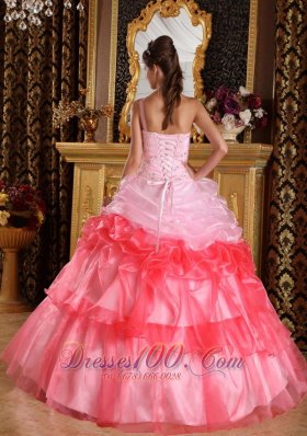 Pink and Red Quinceanera Dress Pick-ups Strapless