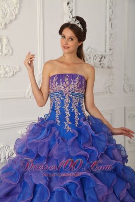 Pretty Royal Blue and Purple Quinceanera Dress Applique