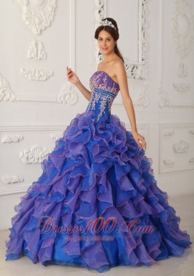 Pretty Royal Blue and Purple Quinceanera Dress Applique