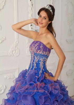 Pretty Royal Blue and Purple Quinceanera Dress Applique