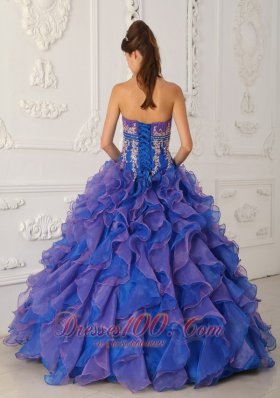 Pretty Royal Blue and Purple Quinceanera Dress Applique