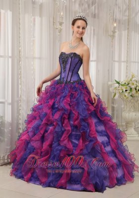 Multi-colored Quinceanera Dress Sweetheart Boning