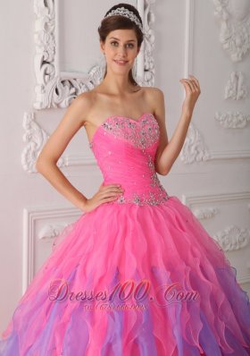 Multi-colored Quinceanera Dress Beading Decorate