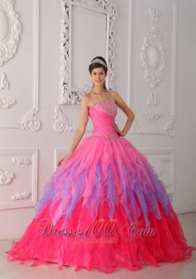 Multi-colored Quinceanera Dress Beading Decorate