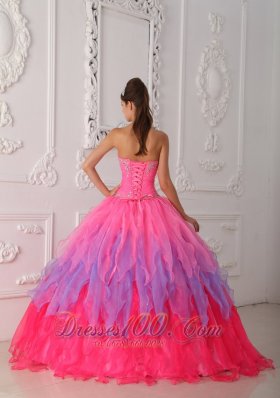 Multi-colored Quinceanera Dress Beading Decorate