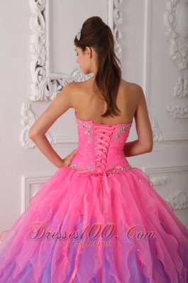 Multi-colored Quinceanera Dress Beading Decorate