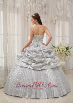 Silver Sweetheart Pick-ups Quinceanera Dress Ruch