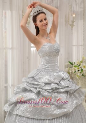 Silver Sweetheart Pick-ups Quinceanera Dress Ruch