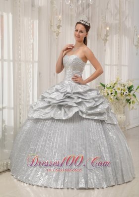 Silver Sweetheart Pick-ups Quinceanera Dress Ruch