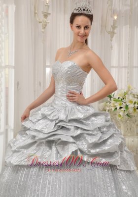 Silver Sweetheart Pick-ups Quinceanera Dress Ruch