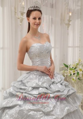 Silver Sweetheart Pick-ups Quinceanera Dress Ruch