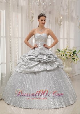 Silver Sweetheart Pick-ups Quinceanera Dress Ruch